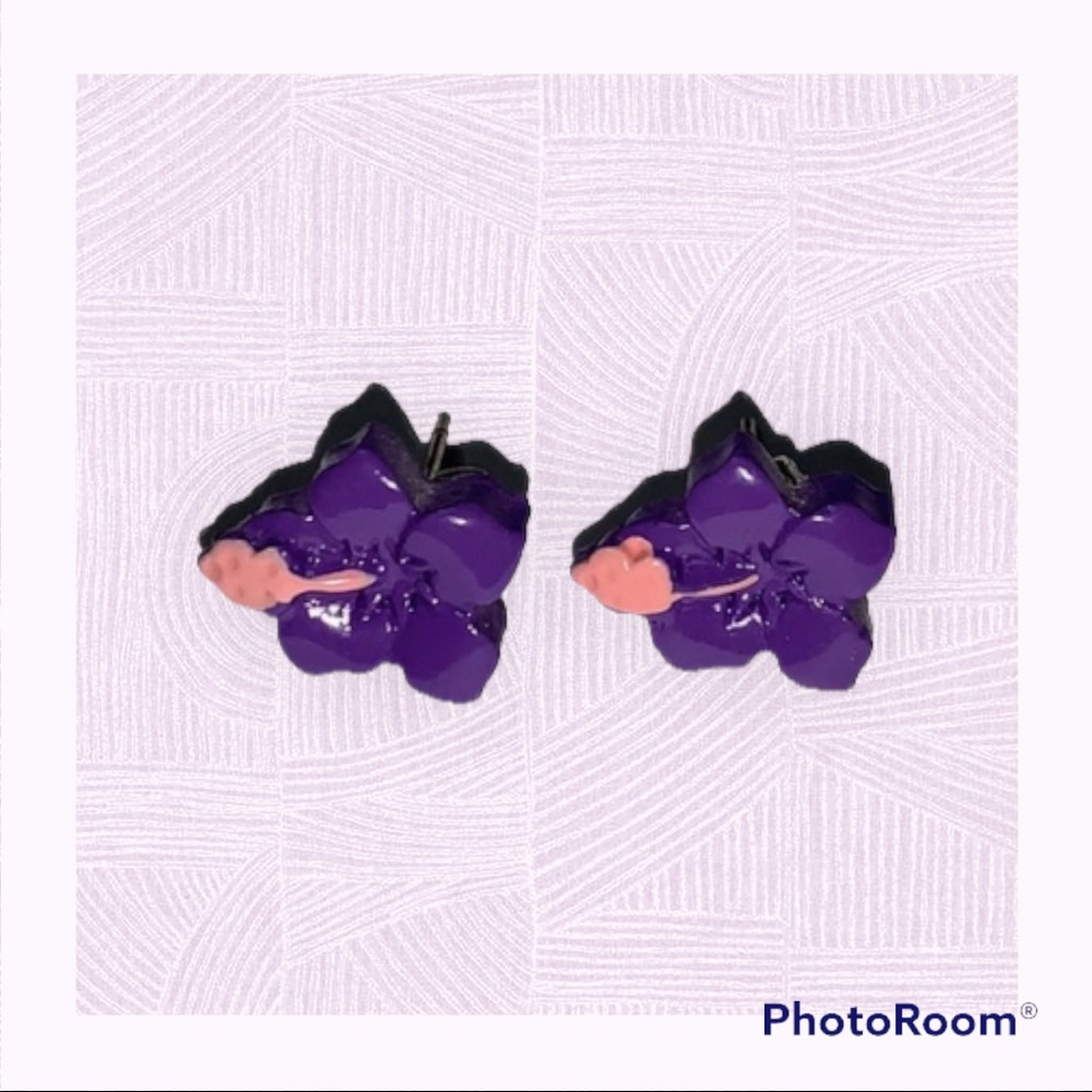 Purple Flower Earrings